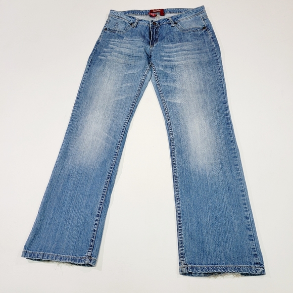 RUE BLUE ♡ Sweet Thin Stretchy Comfy Denim Faded 'n Distressed Blue Jeans 8 - Picture 11 of 14
